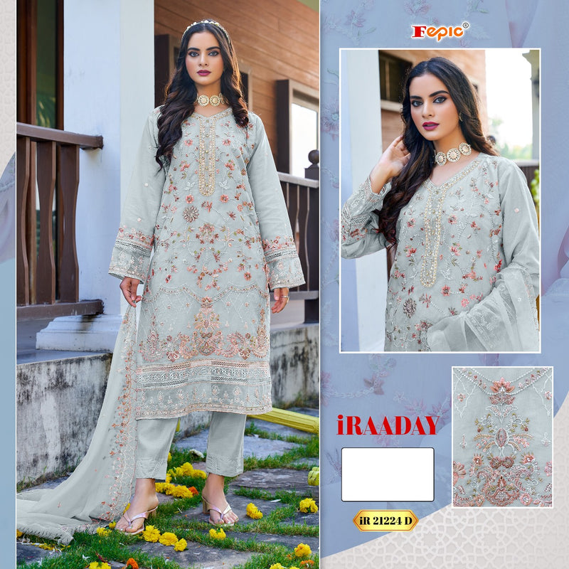 FEPIC 21224 D ORGANZA EMBROIDERED WITH HEAVY HANDWORK PAKISTANI SUIT