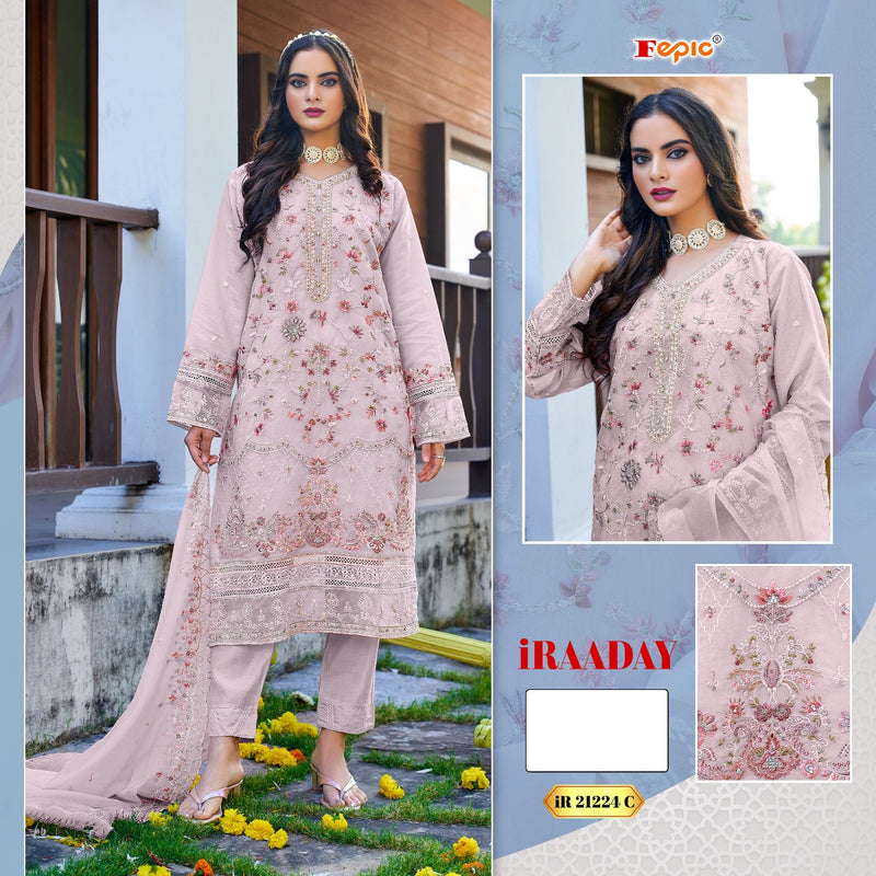 FEPIC 21224 C ORGANZA EMBROIDERED WITH HEAVY HANDWORK PAKISTANI SUIT