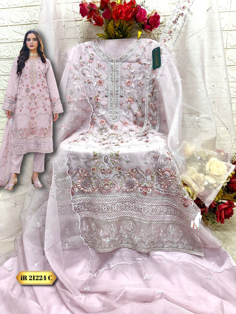 FEPIC 21224 C ORGANZA EMBROIDERED WITH HEAVY HANDWORK PAKISTANI SUIT