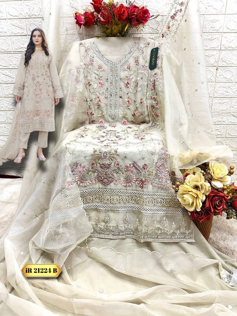 FEPIC 21224 B ORGANZA EMBROIDERED WITH HEAVY HANDWORK PAKISTANI SUIT