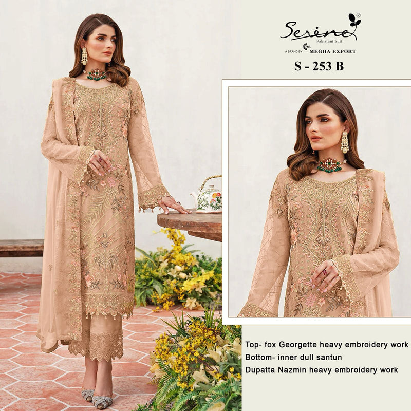 SERINE S 253 B FOX GEORGETTE HEAVY EMBROIDERED WITH HANDWORK PAKISTANI SUIT