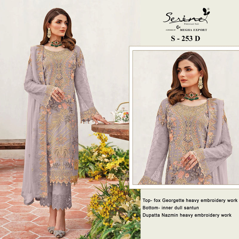 SERINE S 253 D FOX GEORGETTE HEAVY EMBROIDERED WITH HANDWORK PAKISTANI SUIT