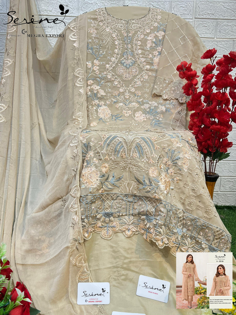 SERINE S 253 B FOX GEORGETTE HEAVY EMBROIDERED WITH HANDWORK PAKISTANI SUIT