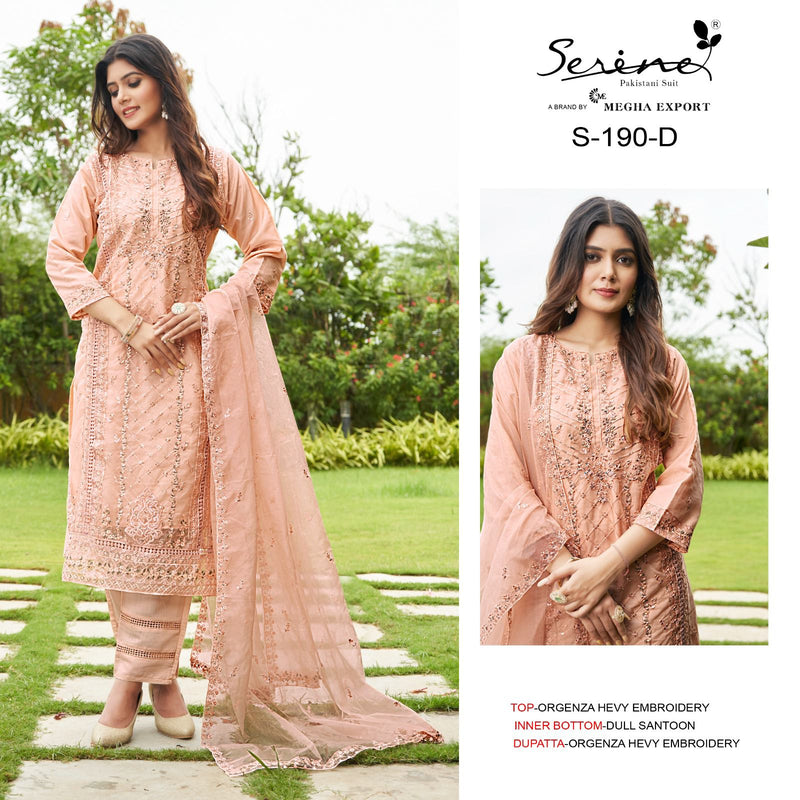 SERINE S 190 D ORGANZA HEAVY EMBROIDERED OCCASIONAL WEAR PAKISTANI SUIT