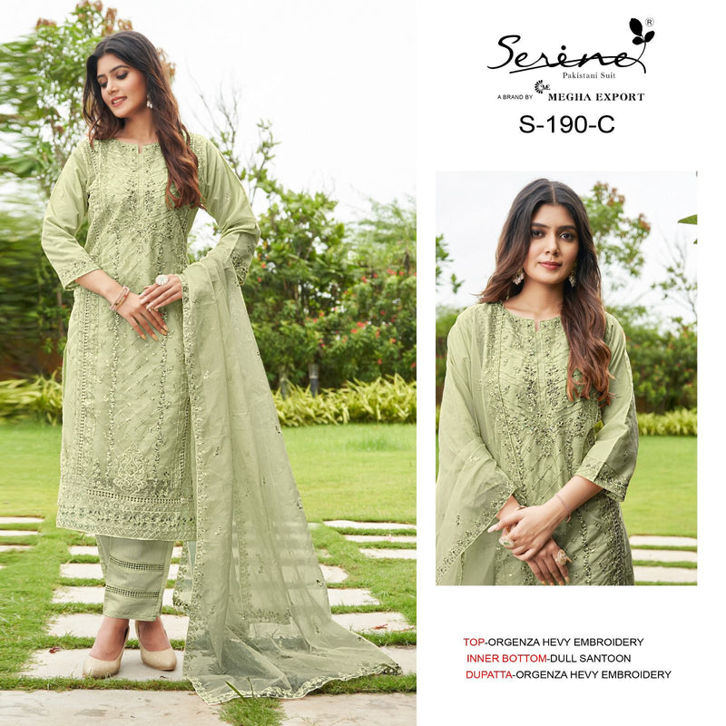 SERINE S 190 C ORGANZA HEAVY EMBROIDERED OCCASIONAL WEAR PAKISTANI SUIT