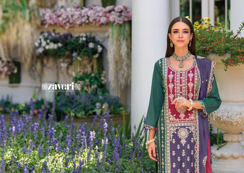 ZAVERI MAHIYA HEAVY CHINON EMBORIDERY WORK PARTY WEAR KURTI