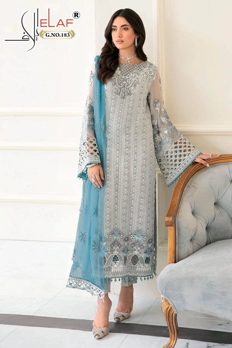 ELAF 183 FOX GEORGETTE EMBROIDERED WITH PEARL WORK AND CUT WORK PAKISTANI SUIT