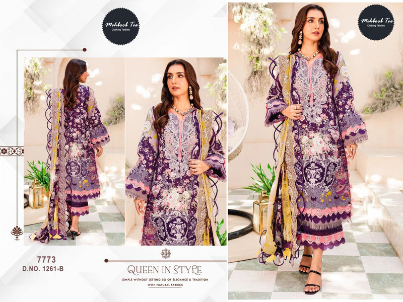 MEHBOOB TEX 1261 B PURE COTTON PRINT WITH EXCLUSIVE PATCH EMBROIDERY PAKISTANI SUIT