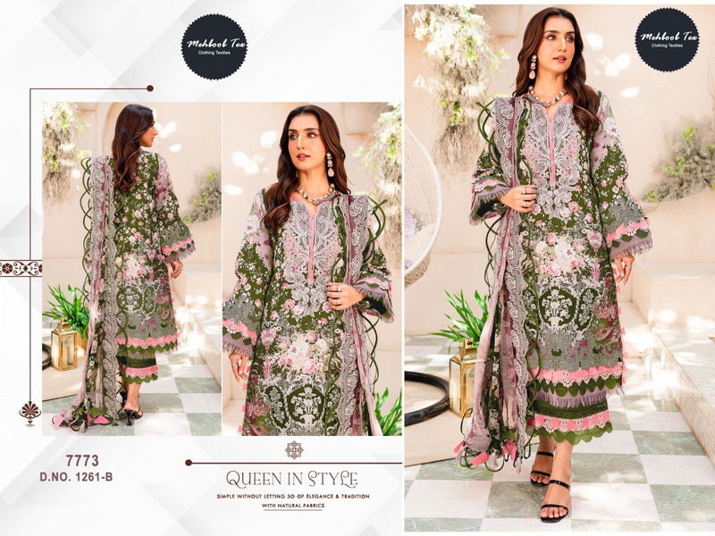 MEHBOOB TEX 1261 C PURE COTTON PRINT WITH EXCLUSIVE PATCH EMBROIDERY PAKISTANI SUIT