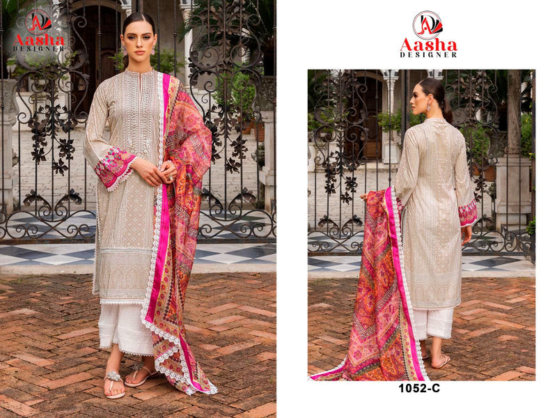 AASHA 1052 C PURE COTTON PRINT WITH EXCLUSIVE PATCH EMBROIDERY PAKISTANI SUIT