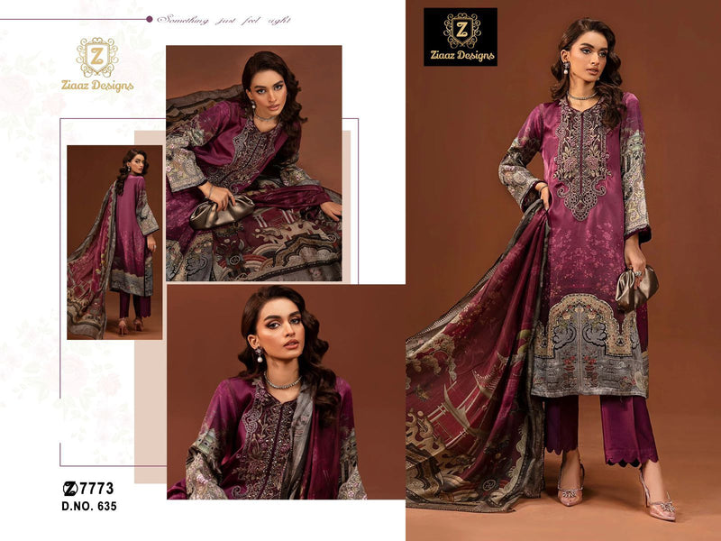 ZIAAZ 635  PURE VISCOSE CREPE STUNNING PRINTED PURE FABRIC PAKISTANI SUITS