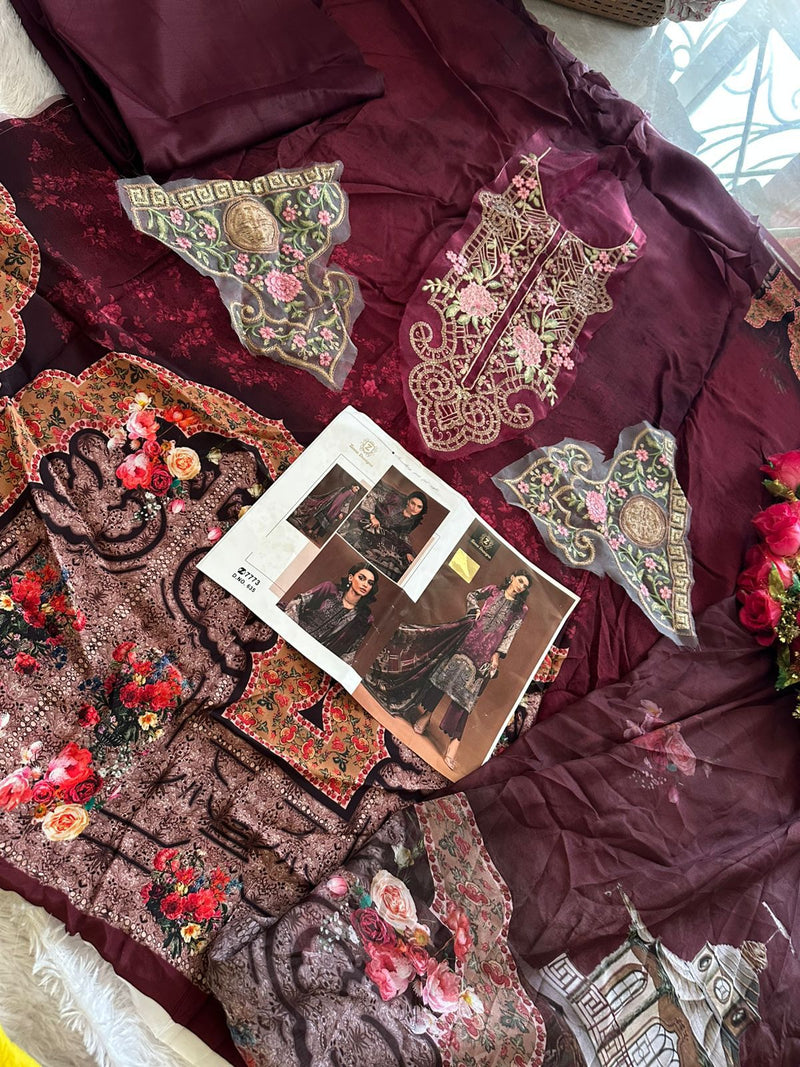 ZIAAZ 635  PURE VISCOSE CREPE STUNNING PRINTED PURE FABRIC PAKISTANI SUITS