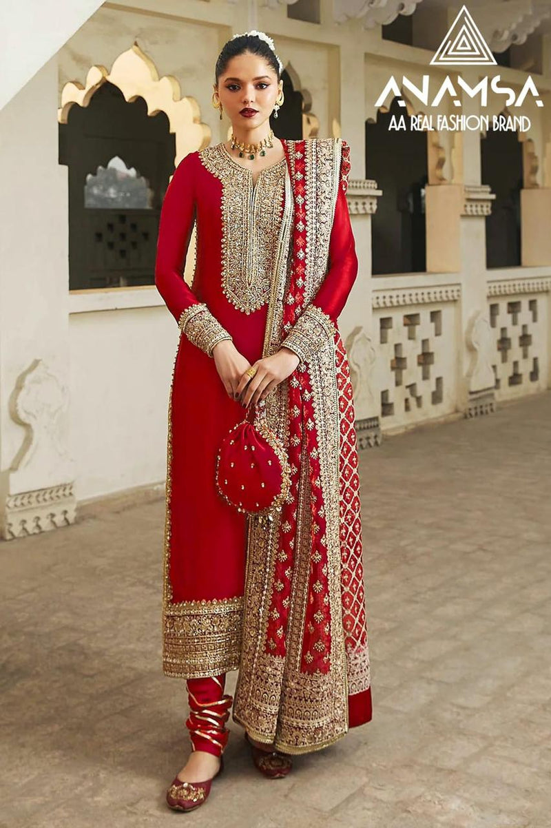 ANAMSA 411 GEORGETTE WITH HEAVY EMBROIDERED SEQUENCE WORK PAKISTANI SUIT