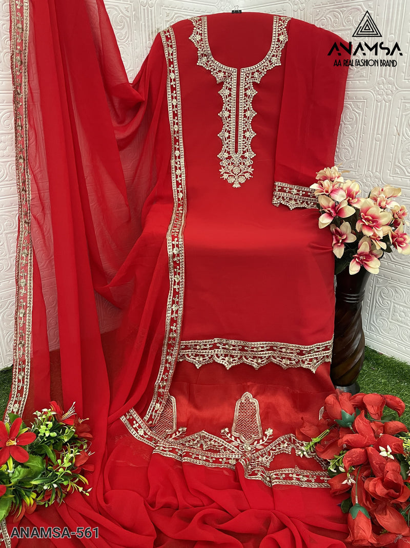 ANAMSA 561 GEORGETTE HEAVY EMBROIDERED WITH SEQUENCE WORK PAKISTANI SUIT