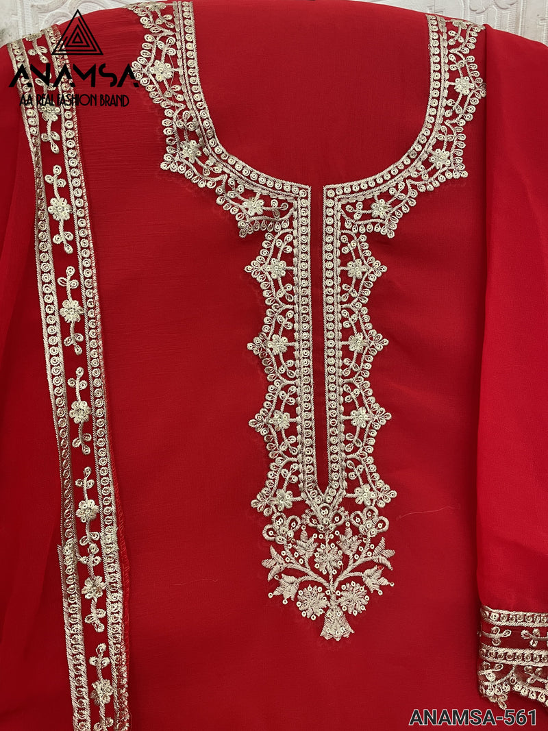 ANAMSA 561 GEORGETTE HEAVY EMBROIDERED WITH SEQUENCE WORK PAKISTANI SUIT