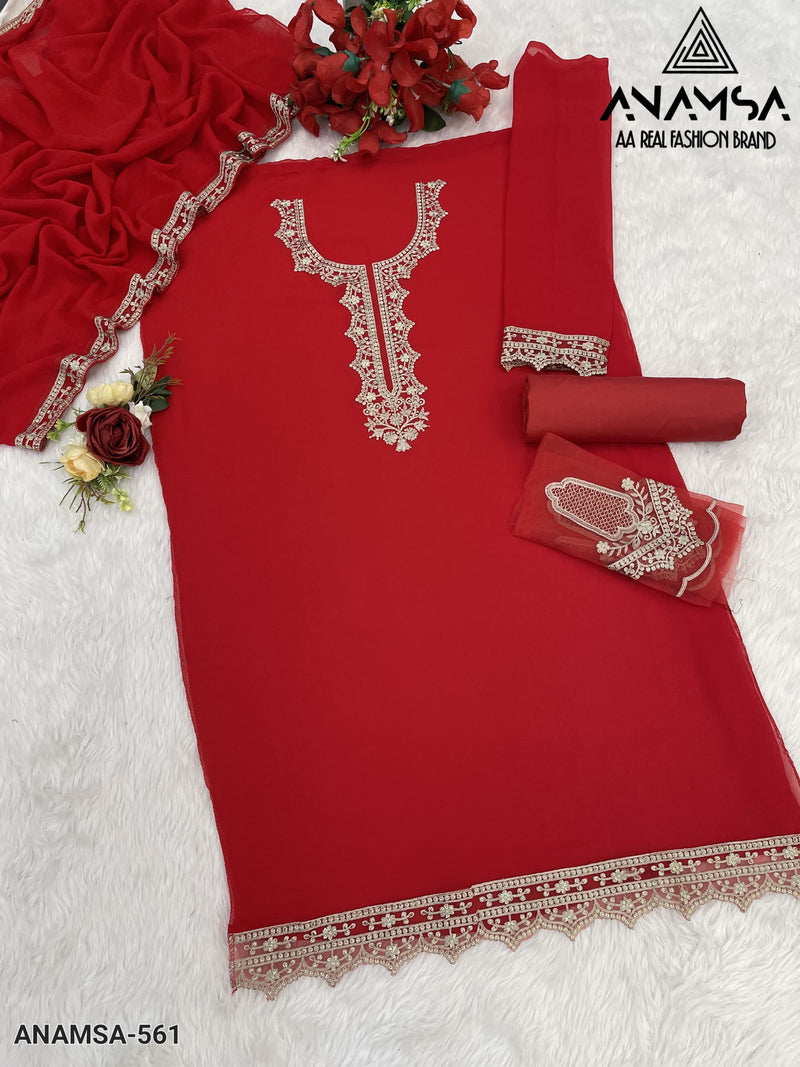 ANAMSA 561 GEORGETTE HEAVY EMBROIDERED WITH SEQUENCE WORK PAKISTANI SUIT