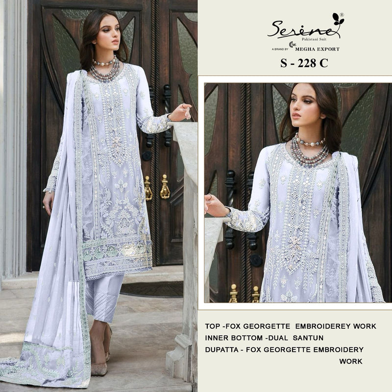 SERINE S 228 C FOX GEORGETTE HEAVY EMBROIDERED WITH HAND WORK PAKISTANI SUIT