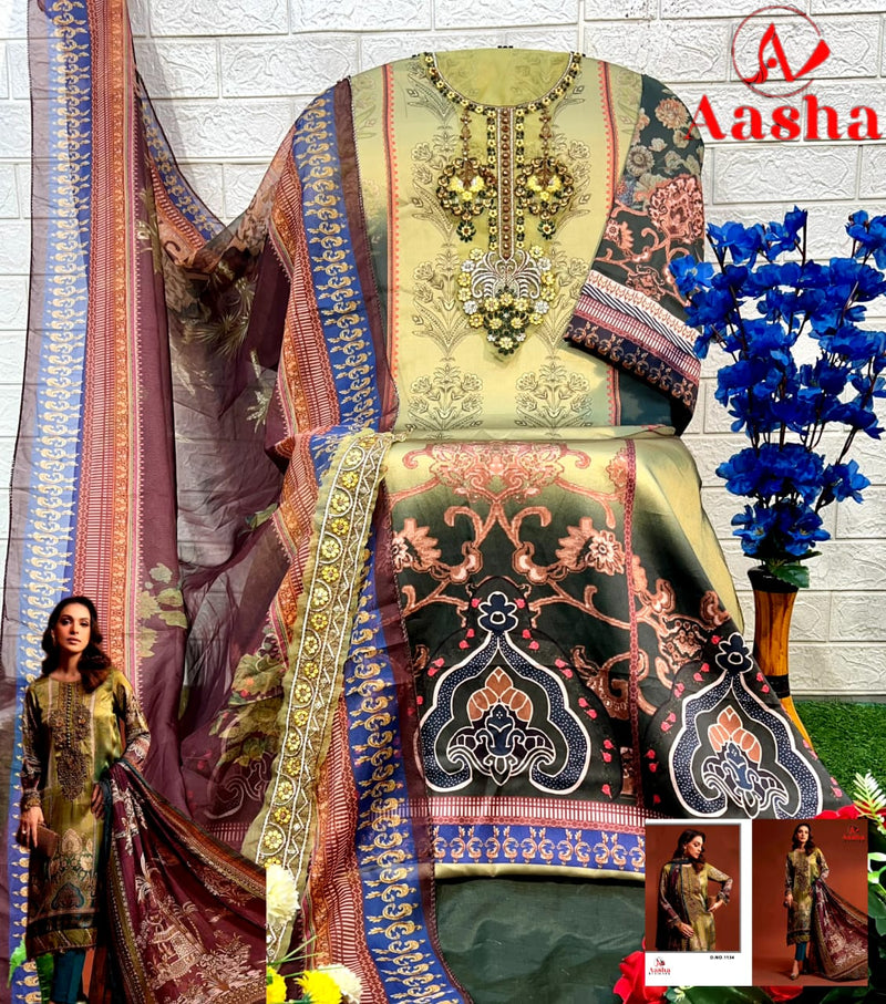 AASHA 1134 HEAVY JAPAN SATIN DIGITAL PRINT DAILY WEAR PAKISTANI SUIT