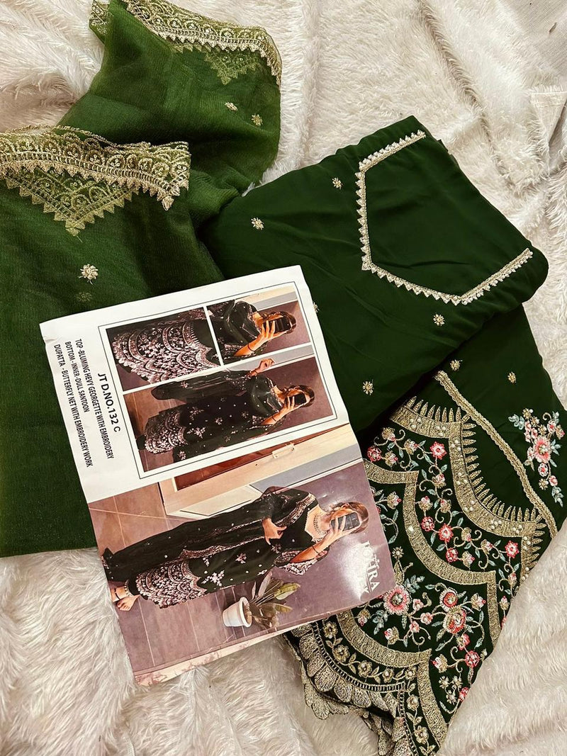 JOHRA TEX 132 C HEAVY BLUMING GEORGETTE EMBROIDERED WITH MOTI WORK PAKISTANI SUIT