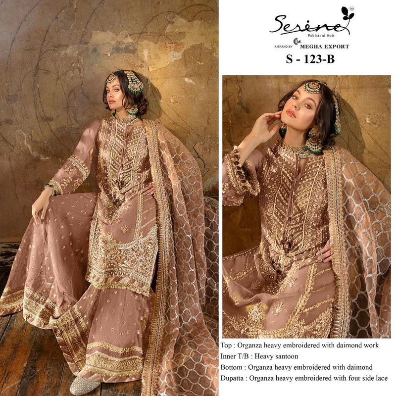 SERINE S 123 B ORGANZA HEAVY  EMBROIDERED WITH DAIMOND PAKISTANI SUIT