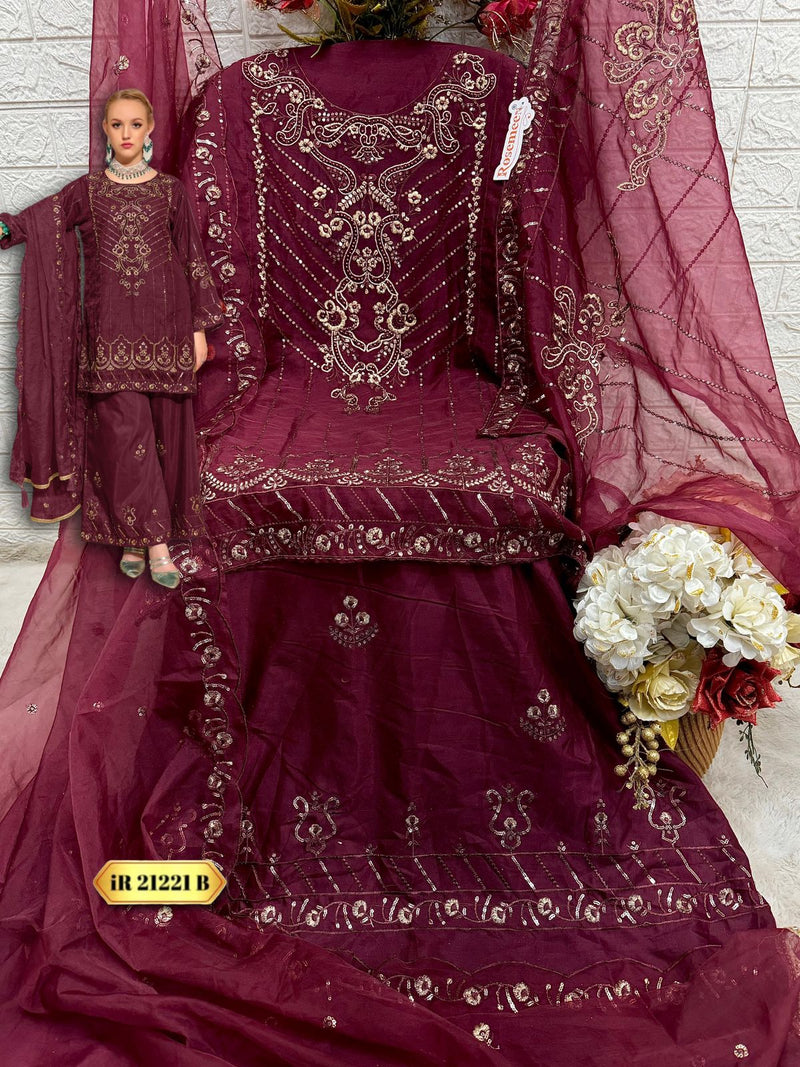 FEPIC 21221 B ORGANZA EMBROIDERED WITH HANDWORK PAKISTANI SUIT