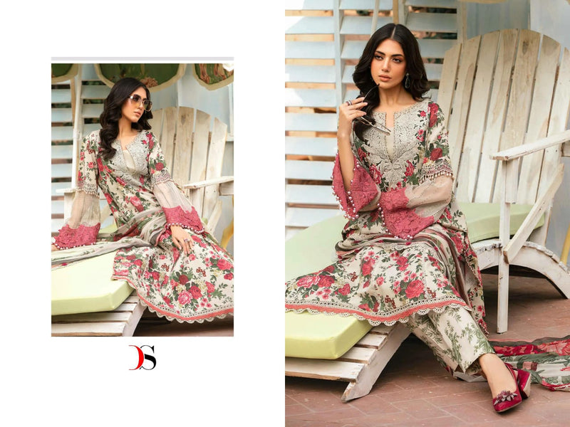 DEEPSY MARIA B 7029 PURE COTTON WITH SELF EMBROIDERY PATCH WORK PAKISTANI SUIT