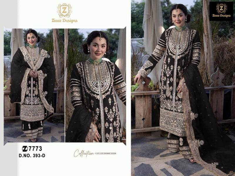 ZIAAZ 393 GEORGETTE VERY HEAVY EMBROIDERED SEQUINS AN PANNI WORK PAKISTANI SUIT