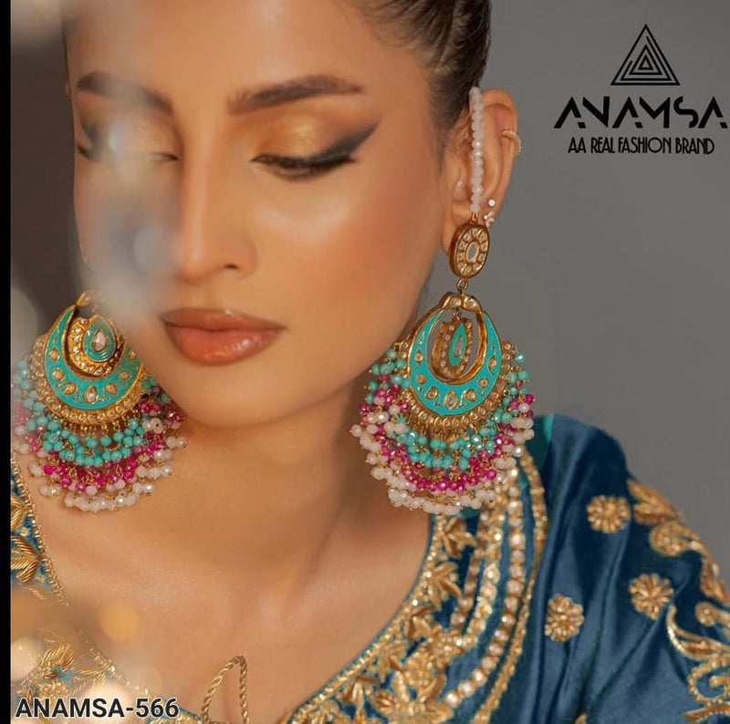 ANAMSA 566 HEAVY PURE ROMAN SILK WITH HEAVY EMBROIDERED SEQUENCE N MOTI WORK SUIT