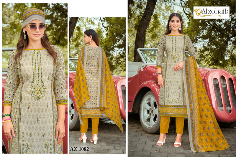 ALZOHAIB 1082 PURE COTTON PRINT WITH EMBRODAIRY PATCHES PAKISTANI SUIT