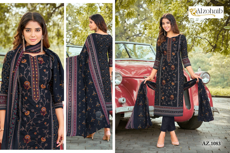 ALZOHAIB 1083 PURE COTTON PRINT WITH EMBRODAIRY PATCHES PAKISTANI SUIT