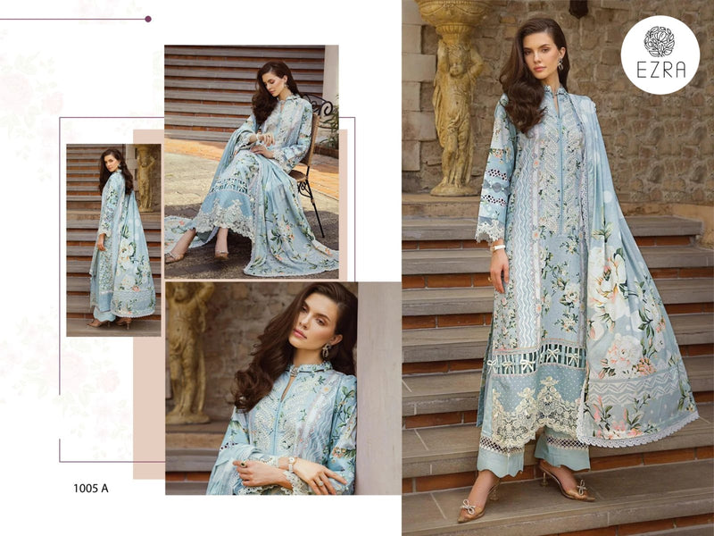 EZRA 1005 A PURE COTTON SELF EMBORIDERED CASUAL WEAR PAKISTANI SUIT