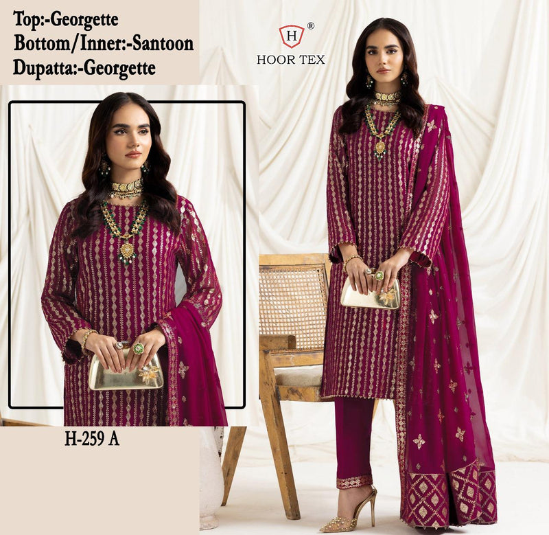 HOOR TEX 259 A FOX GEORGETTE WITH HANDWORK PAKISTANI SUIT