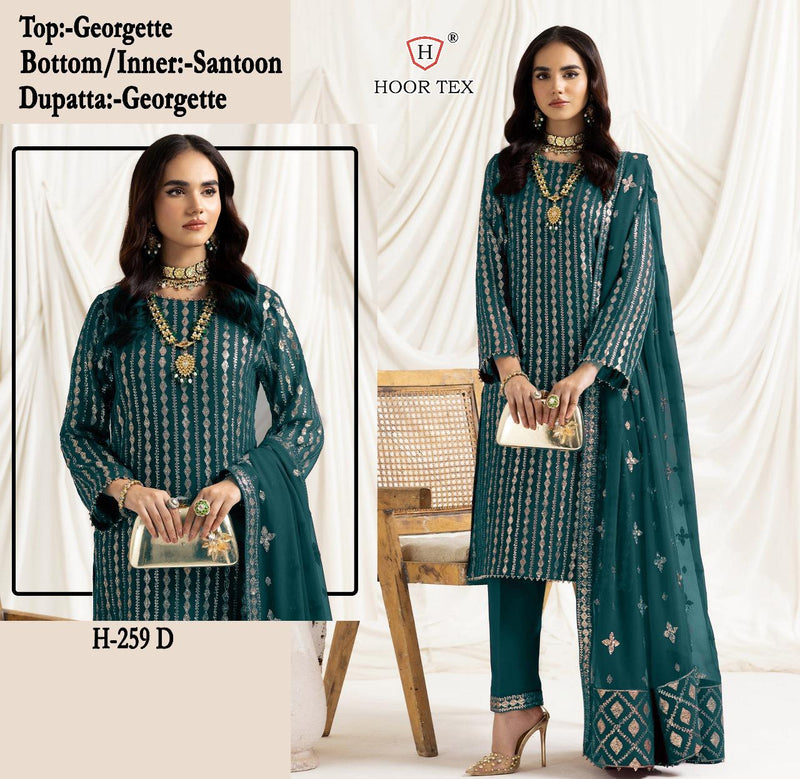 HOOR TEX 259 C FOX GEORGETTE WITH HANDWORK PAKISTANI SUIT