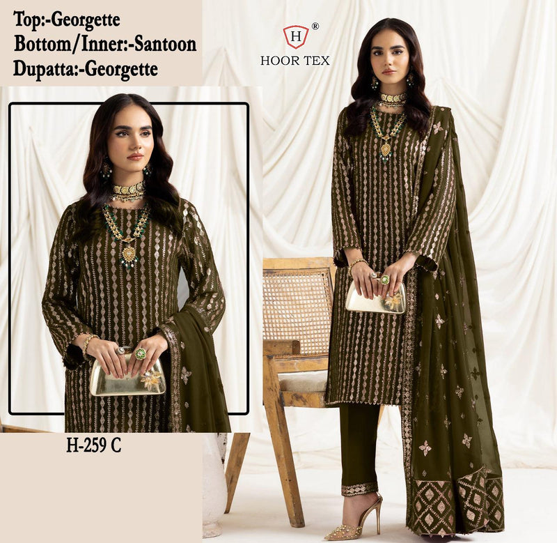 HOOR TEX 259 D FOX GEORGETTE WITH HANDWORK PAKISTANI SUIT