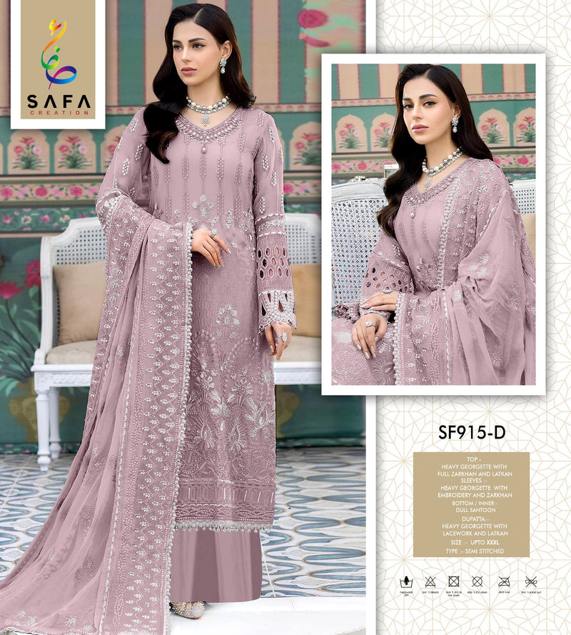 SAFA 915 D GEORGETTE WITH FULL ZARKHAN DIAMOND EMBROIDERY N ATTACHED LATKAN PAKISTANI SUIT