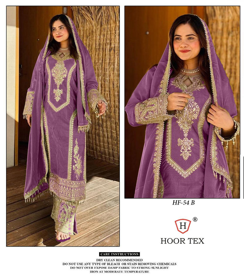 HOOR TEX H 54 B HEAVY CHINON DESIGNER PAKISTANI SUIT