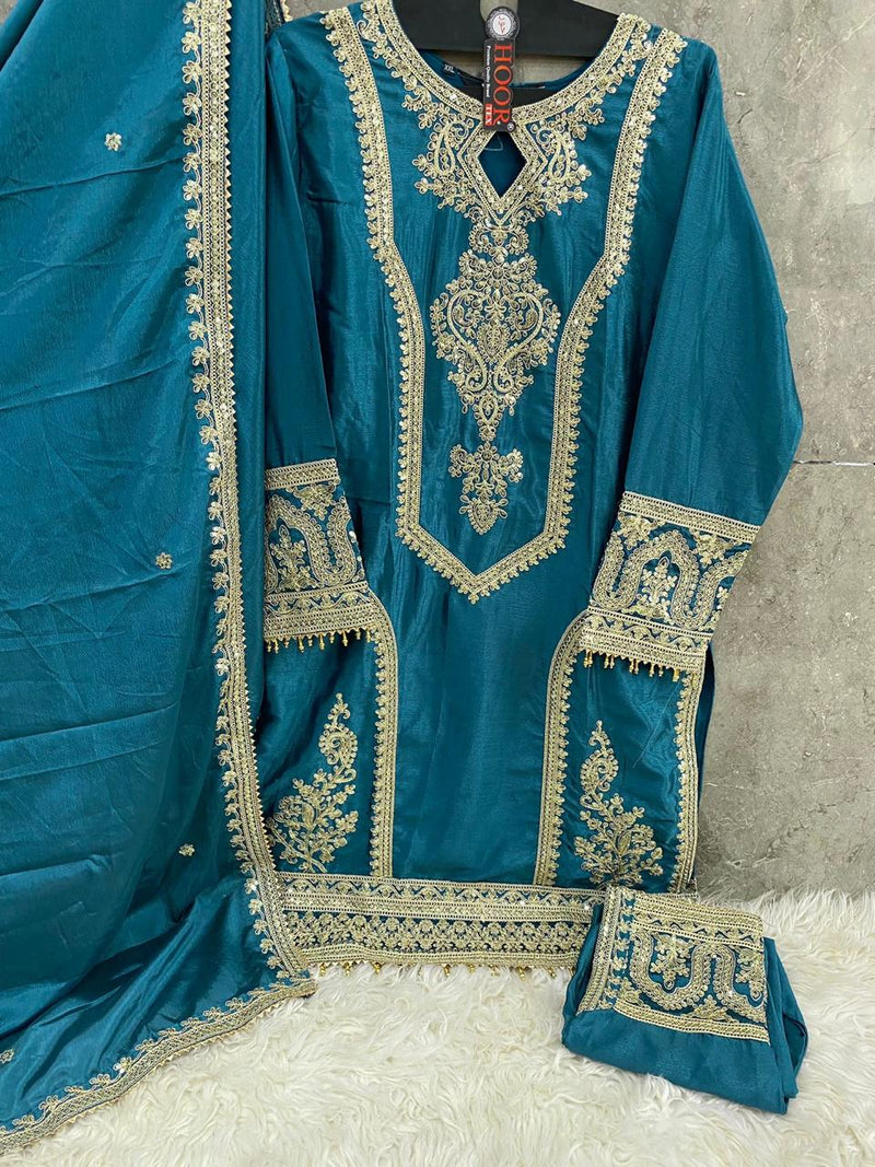 HOOR TEX H 54 D HEAVY CHINON DESIGNER PAKISTANI SUIT