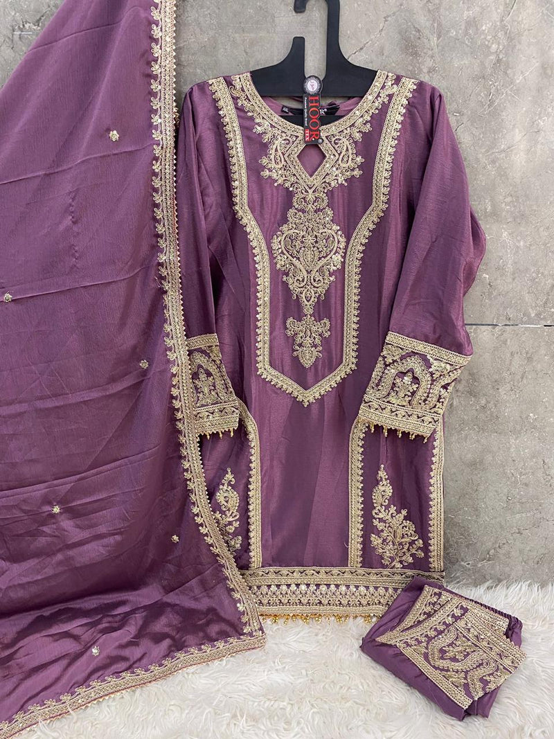 HOOR TEX H 54 B HEAVY CHINON DESIGNER PAKISTANI SUIT