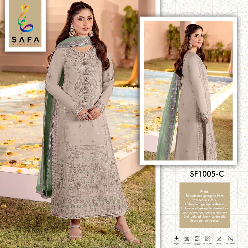 SAFA CREATION 1005 C HEAVY GEORGETTE WITH EMBROIDERY LATKAN WORK PAKISTANI SUIT