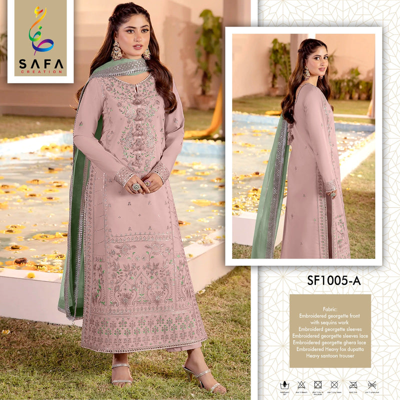 SAFA 1005 A HEAVY GEORGETTE WITH EMBROIDERY LATKAN WORK PAKISTANI SUIT