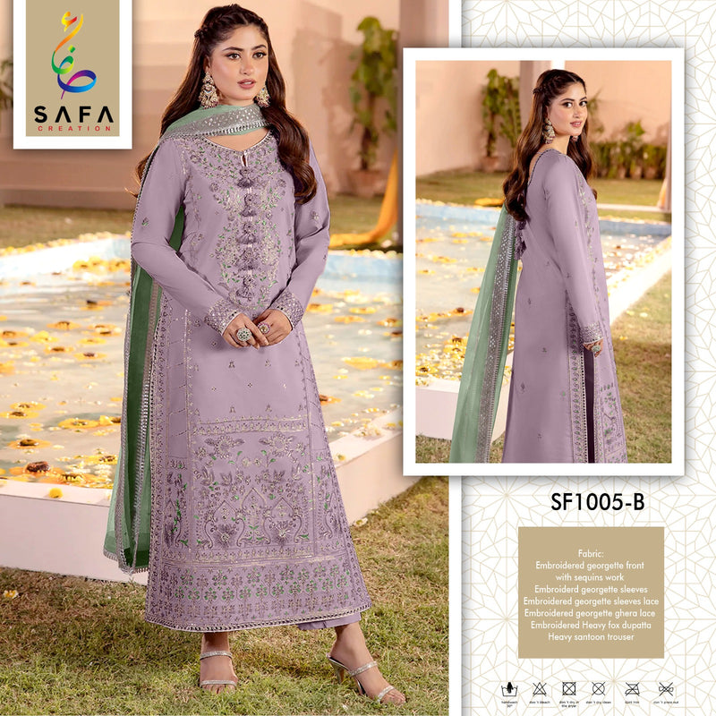 SAFA CREATION 1005 B HEAVY GEORGETTE WITH EMBROIDERY LATKAN WORK PAKISTANI SUIT