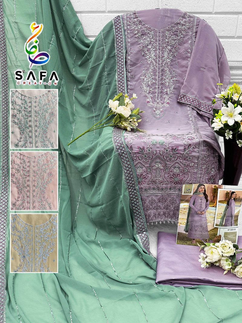 SAFA CREATION 1005 B HEAVY GEORGETTE WITH EMBROIDERY LATKAN WORK PAKISTANI SUIT