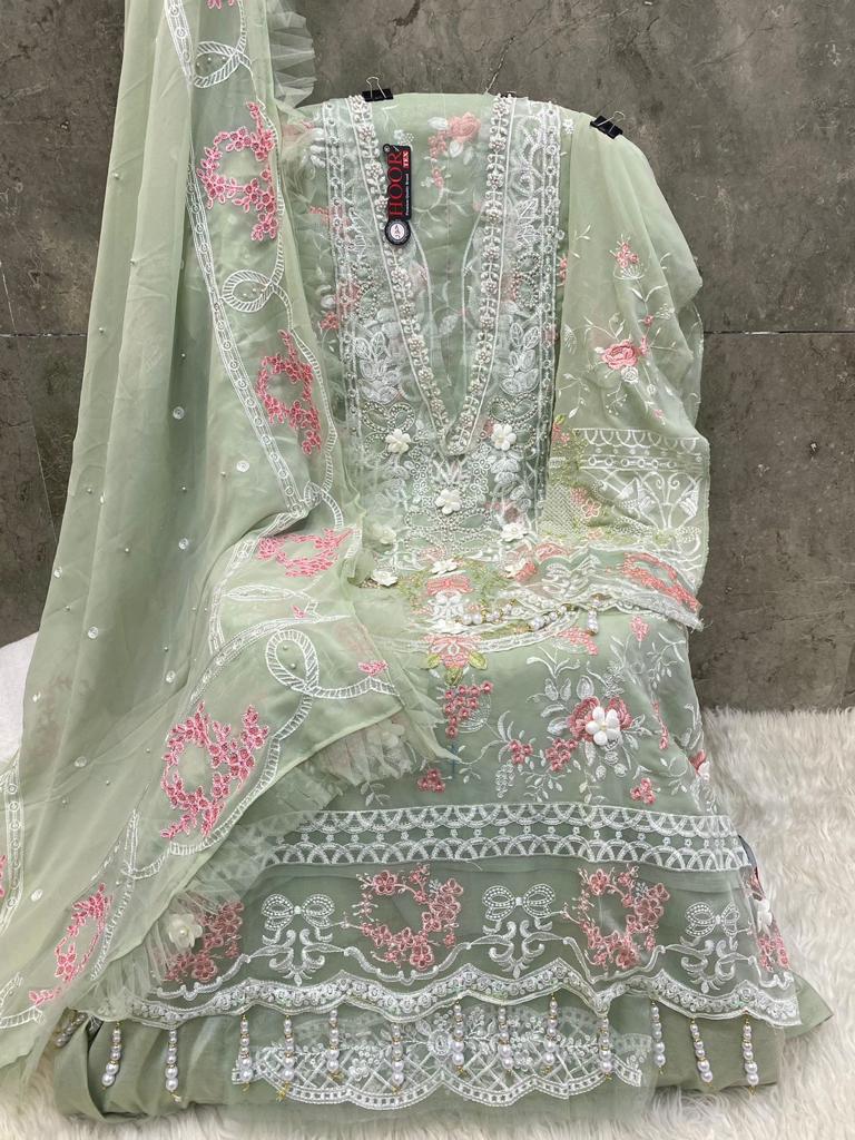 HOOR TEX H 139 E GEORGETTE EMORIDERY WORK OCCASIONAL WEAR PAKISTANI SUIT