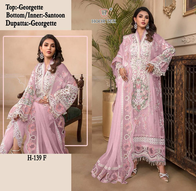 HOOR TEX H 139 F GEORGETTE EMORIDERY WORK OCCASIONAL WEAR PAKISTANI SUIT