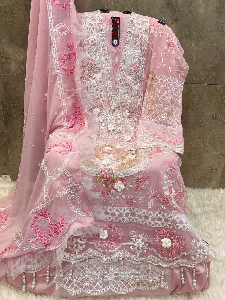 HOOR TEX H 139 F GEORGETTE EMORIDERY WORK OCCASIONAL WEAR PAKISTANI SUIT