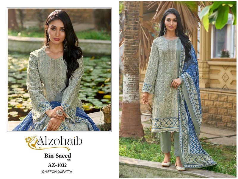 ALZOHAIB 1032 PURE COTTON PRINT EMBRODAIRY PATCHES DAILY WEAR PAKISTANI SUIT