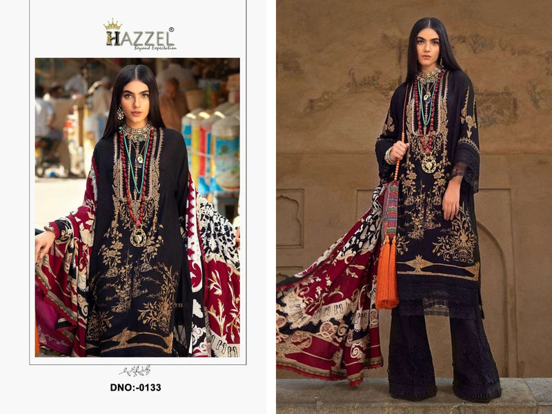 HAZZEL 0133 PURE COTTON PRINTED AND EMBROIDERY PATCHES DAILY WEAR PAKISTANI SUIT