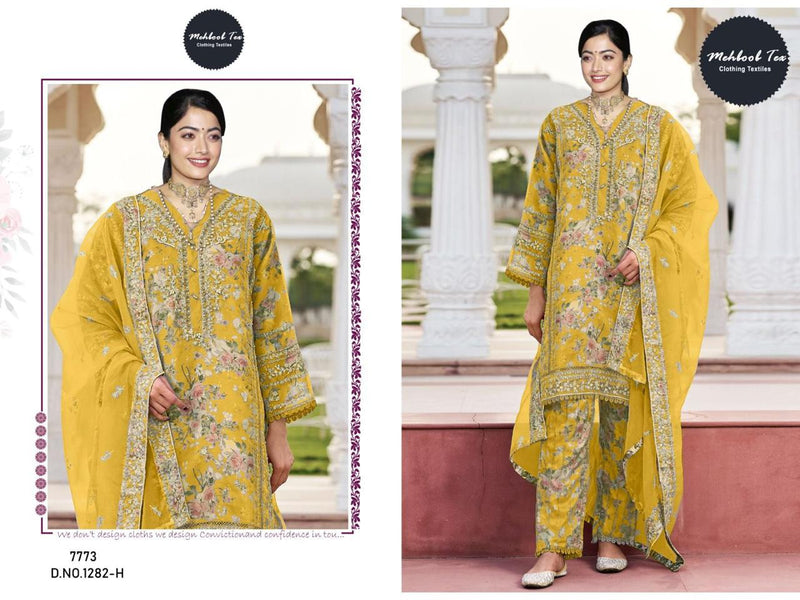 MEHBOOB TEX 1282 H ORGANZA PRINT WITH JORDOJI KHATLI WORK SALWAR SUIT