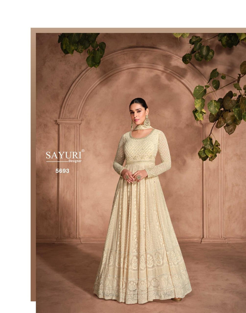 Sayuri Rivaah 5693 Gerogette Full Heavy Look Chikankari Dresses Embroidered Dupatta