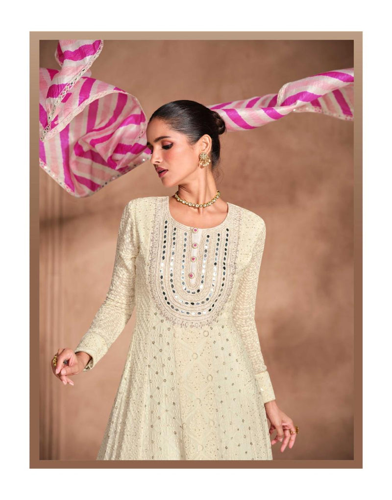 Sayuri Rivaah 5694 Gerogette Full Heavy Look Chikankari Dresses Embroidered Dupatta